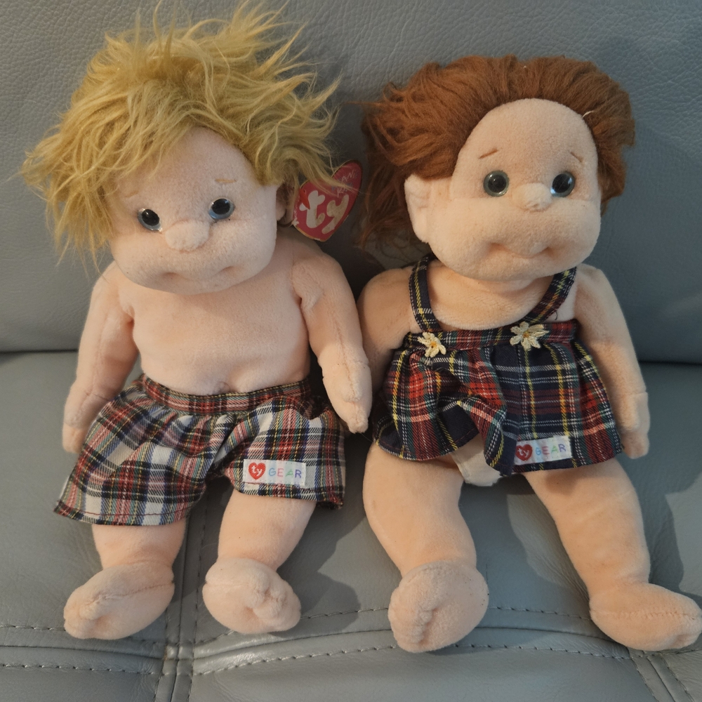 Ty Beanie Kids Dolls with Plaid Outfits